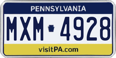 PA license plate MXM4928