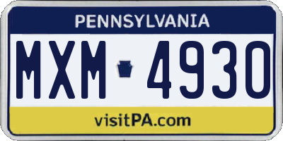 PA license plate MXM4930