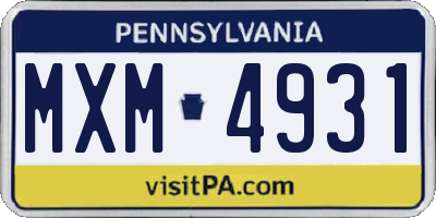 PA license plate MXM4931