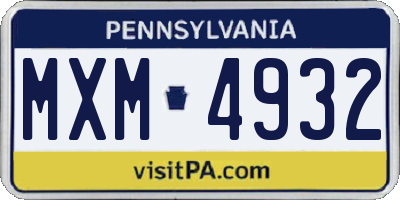 PA license plate MXM4932