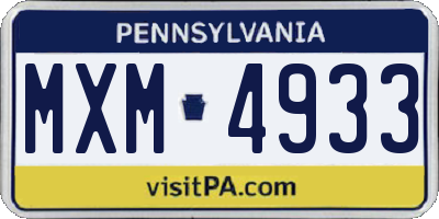 PA license plate MXM4933