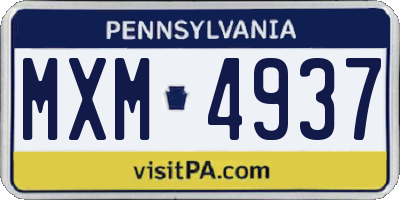 PA license plate MXM4937