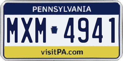 PA license plate MXM4941