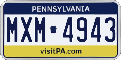 PA license plate MXM4943