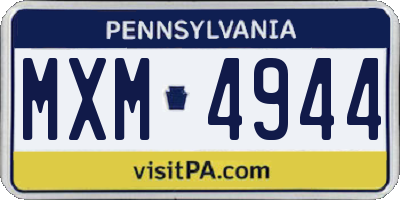 PA license plate MXM4944