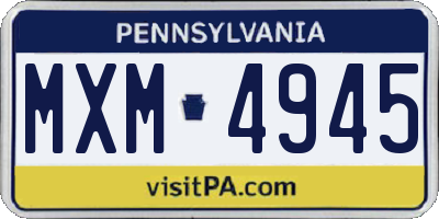 PA license plate MXM4945