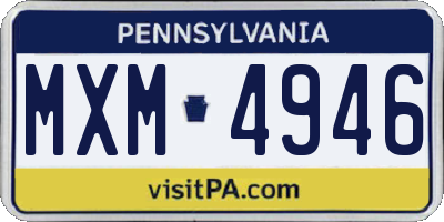 PA license plate MXM4946