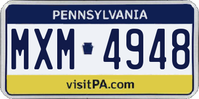 PA license plate MXM4948