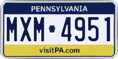 PA license plate MXM4951