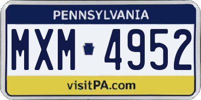 PA license plate MXM4952