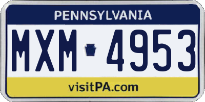 PA license plate MXM4953