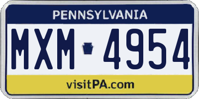 PA license plate MXM4954