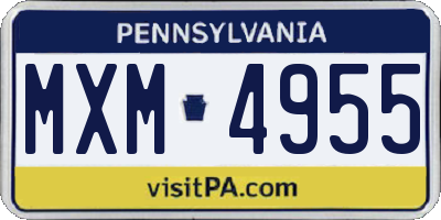 PA license plate MXM4955