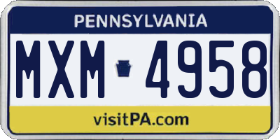 PA license plate MXM4958
