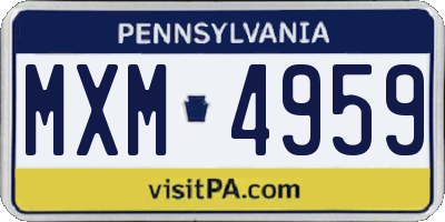 PA license plate MXM4959