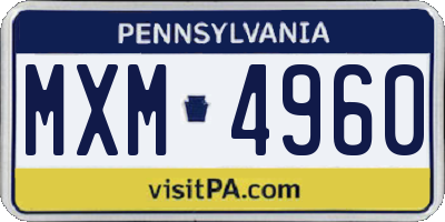 PA license plate MXM4960