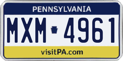 PA license plate MXM4961