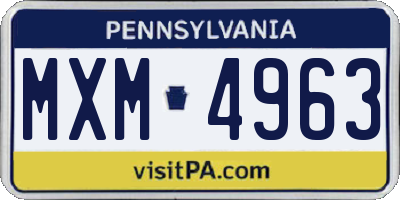 PA license plate MXM4963