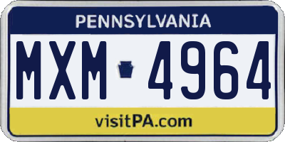 PA license plate MXM4964