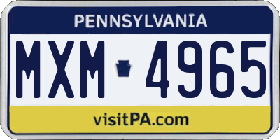 PA license plate MXM4965