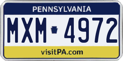 PA license plate MXM4972