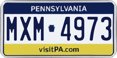 PA license plate MXM4973