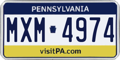 PA license plate MXM4974