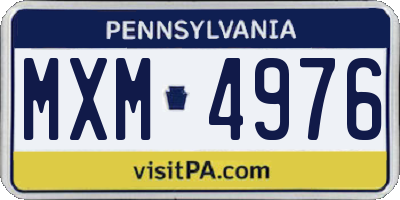 PA license plate MXM4976