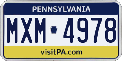 PA license plate MXM4978