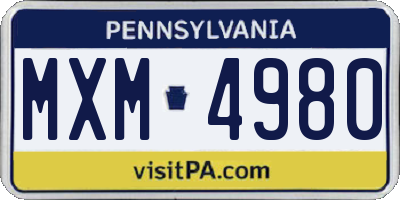PA license plate MXM4980