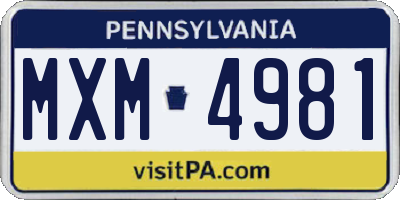PA license plate MXM4981