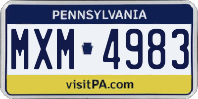 PA license plate MXM4983