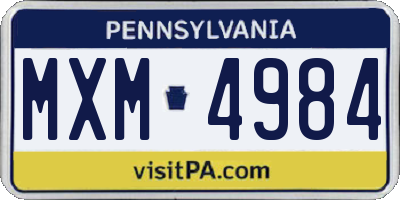 PA license plate MXM4984