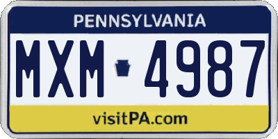 PA license plate MXM4987