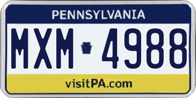 PA license plate MXM4988
