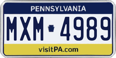 PA license plate MXM4989