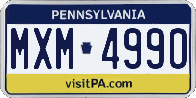 PA license plate MXM4990
