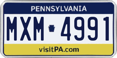PA license plate MXM4991