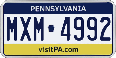 PA license plate MXM4992