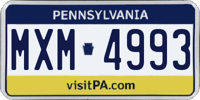 PA license plate MXM4993