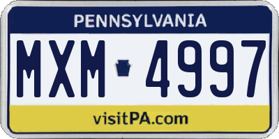 PA license plate MXM4997