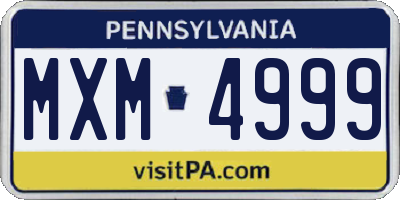 PA license plate MXM4999
