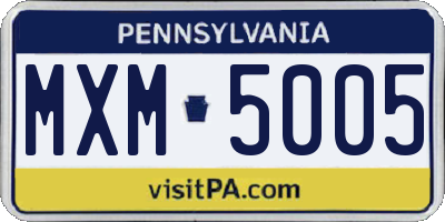 PA license plate MXM5005