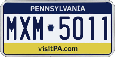 PA license plate MXM5011