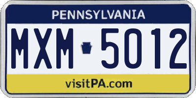 PA license plate MXM5012