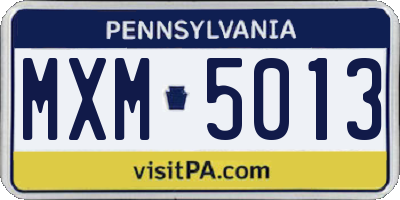PA license plate MXM5013