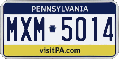 PA license plate MXM5014