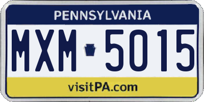 PA license plate MXM5015