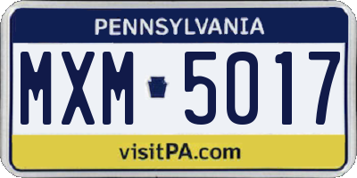 PA license plate MXM5017