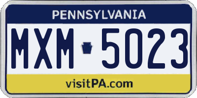 PA license plate MXM5023